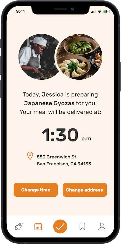 iPhone app Delivery time screen